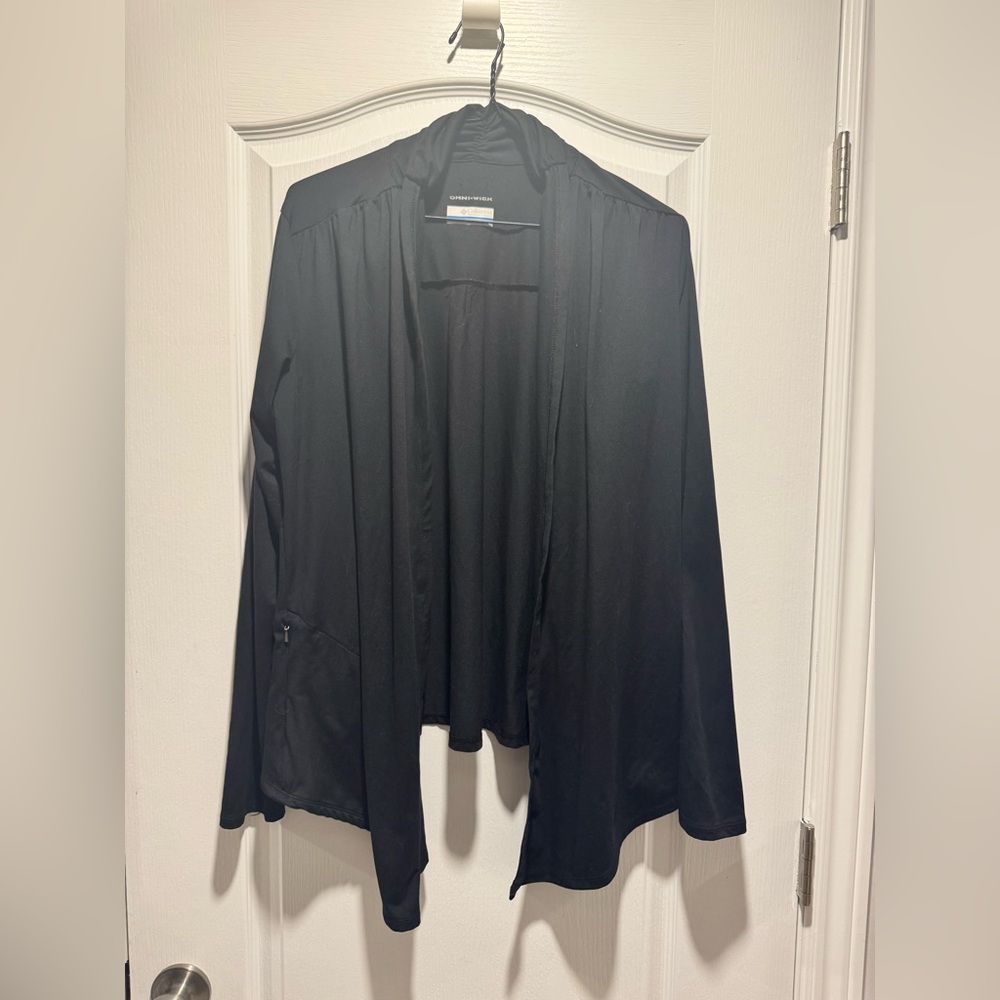 309-Columbia Omni Wick Cardigan Womens Drape Front Open Long Sleeve